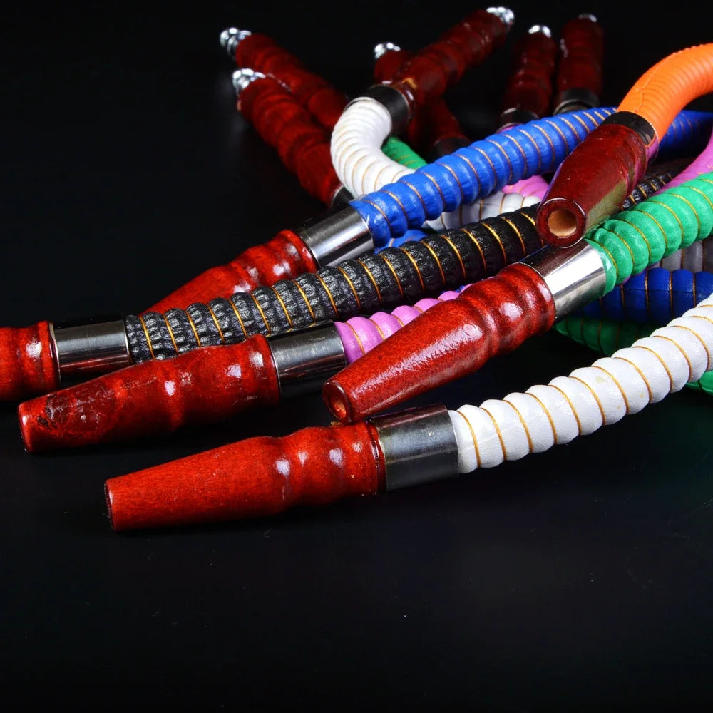 1M Leather Shisha Pipe Hookah Hose Wood Mouth Tip Shisha Pipe Hookah Hose Sheesha Narguile Chicha Water Pipes Shisha Hookah Hose