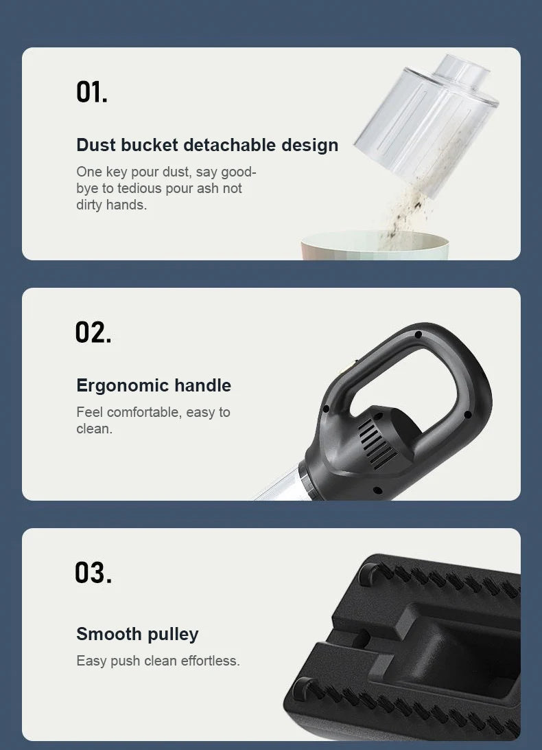 Wireless Handheld Vacuum Cleaner Cordless Handheld Chargeable Auto Vacuum for Home & Car & Pet Mini Vacuum Cleaner 50000Pa