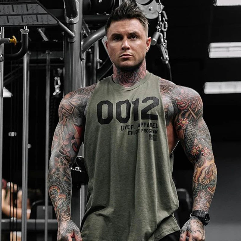 Men's Summer Fitness Tank Top Gym Workout Running Sleeveless Vest Bodybuilding Singlet Muscle Cotton Shirt Man Sports Casual Top