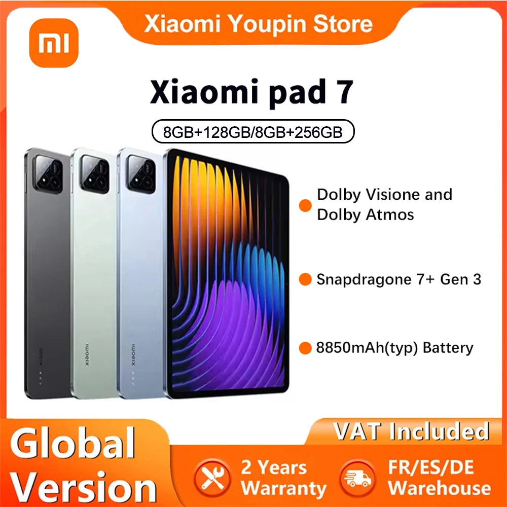 Global Version Xiaomi Pad 7 11.2‘’ 3.2K 144Hz Display 8850mAh Big Battery 13MP Real Camera Tablet PC Snapdragon 7+ Gen 3