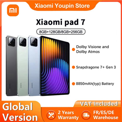 Global Version Xiaomi Pad 7 11.2‘’ 3.2K 144Hz Display 8850mAh Big Battery 13MP Real Camera Tablet PC Snapdragon 7+ Gen 3