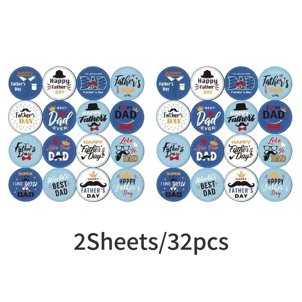 32/64/80Pcs Fathers Day Stickers Fathers Day Decorate Labels Card Envelope Seals Party Favor Gift Box ,Cookies Wrapping Decor