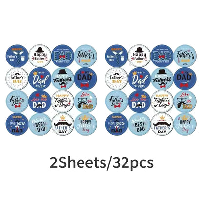 32/64/80Pcs Fathers Day Stickers Fathers Day Decorate Labels Card Envelope Seals Party Favor Gift Box ,Cookies Wrapping Decor