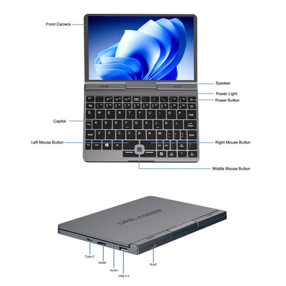 CRELANDER P8 Mini Gaming Laptop 8 Inch Touch Screen Intel Alder Lake N150 12GB DDR5 Windows 11 WiFi 6 Small Pocket Laptop