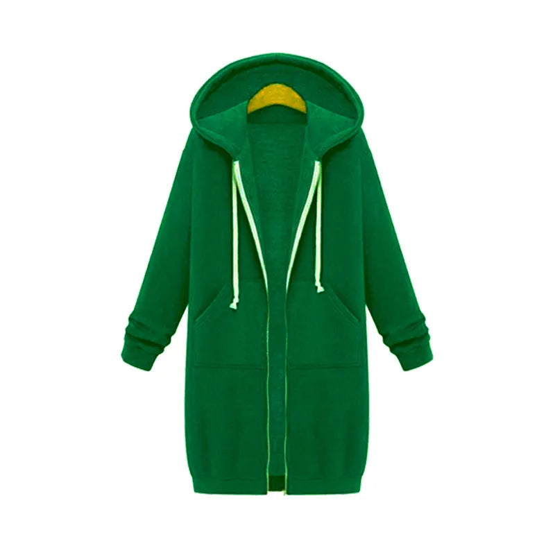 Solid Color Pocket Long Sweatshirt Coat