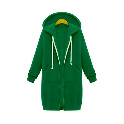 Solid Color Pocket Long Sweatshirt Coat
