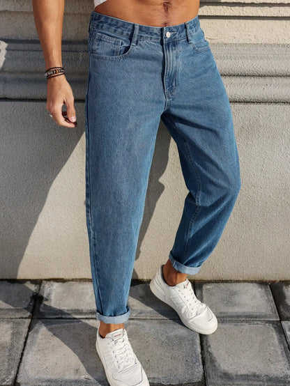 Classic Loose Fit Blue Denim Jeans