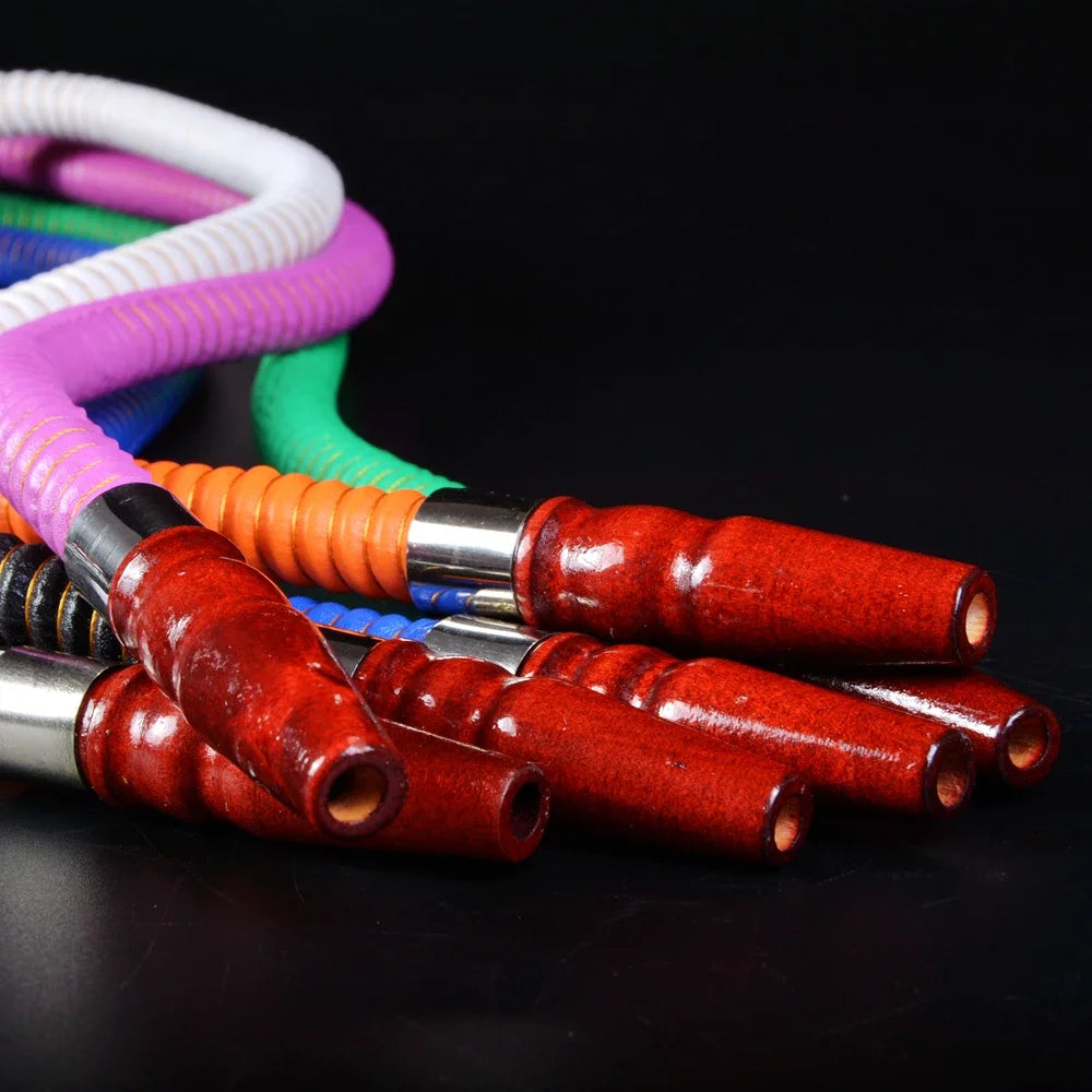 1M Leather Shisha Pipe Hookah Hose Wood Mouth Tip Shisha Pipe Hookah Hose Sheesha Narguile Chicha Water Pipes Shisha Hookah Hose