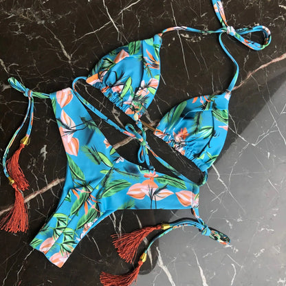 Women's Printed Bikini Beach Holiday Trio