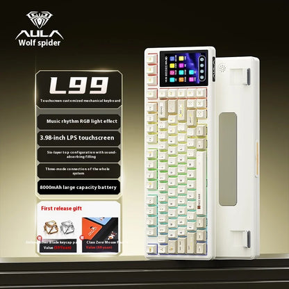 New AULA L99 Wireless 3-mode Keyboard Screen Display Gaming Mechanical Keyboard Touch Office Gaming PC Gaming Dedicated Keyboard