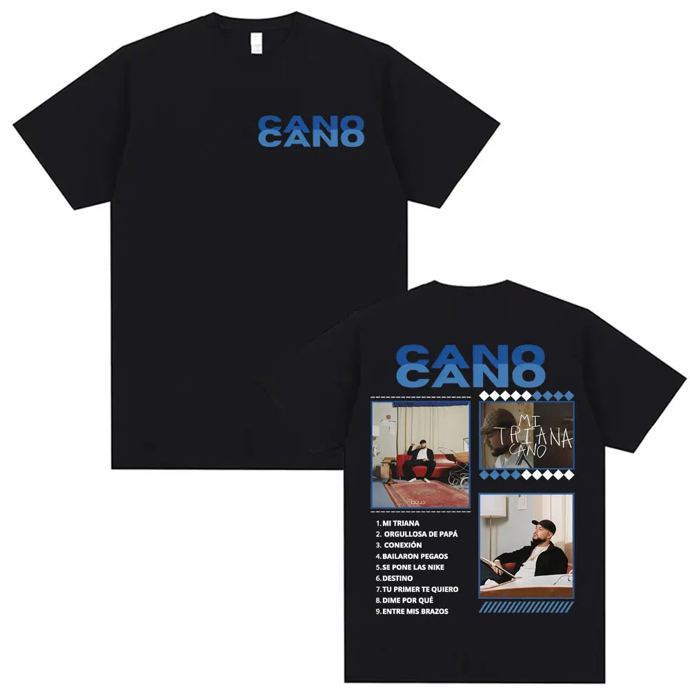 Rapper Cano Triana Tour Album 2025 Printed Tshirts for Men Women Harajuku Hip Hop Street T-shirt Casual Cotton Oversized T Shirt