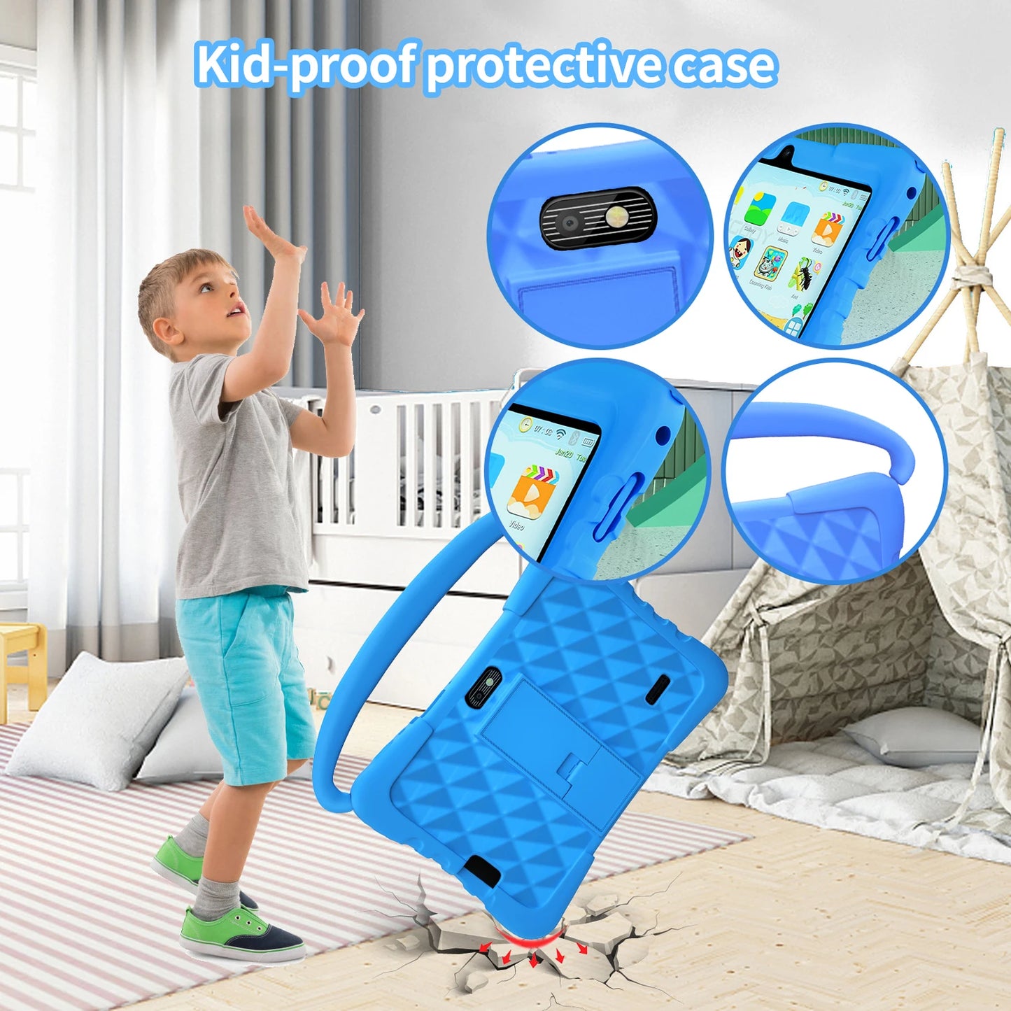New 7 Inch 5G Android Kids tablets Quad Core 4GB+64GB ROM Android 13 Tablet PC Cartoon Pattern Kids-Proof protective Case