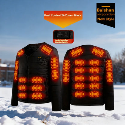 Smart Heating Cotton Jacket V-Neck Inner Wear 24 Zones Electric Thermal Insulation Clothes Motorcycle Riding Vest Heat Retention