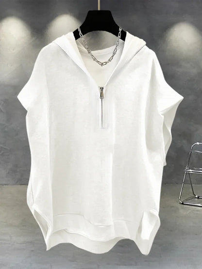 Summer Zipper Hooded Sleeveless T-shirt Men's Korean Fashion Tank Tops 2026 New Y2K Streetwear Casual Vests Hip Hop Tee Shirts