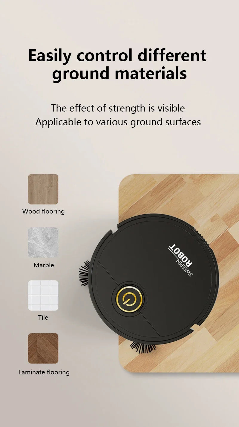 Smart Sweeping Robot Sweeping Suction Mopping 3-in-1 USB Rechargeable Vacuum Home Appliance For Floors Countertops Pet Hair