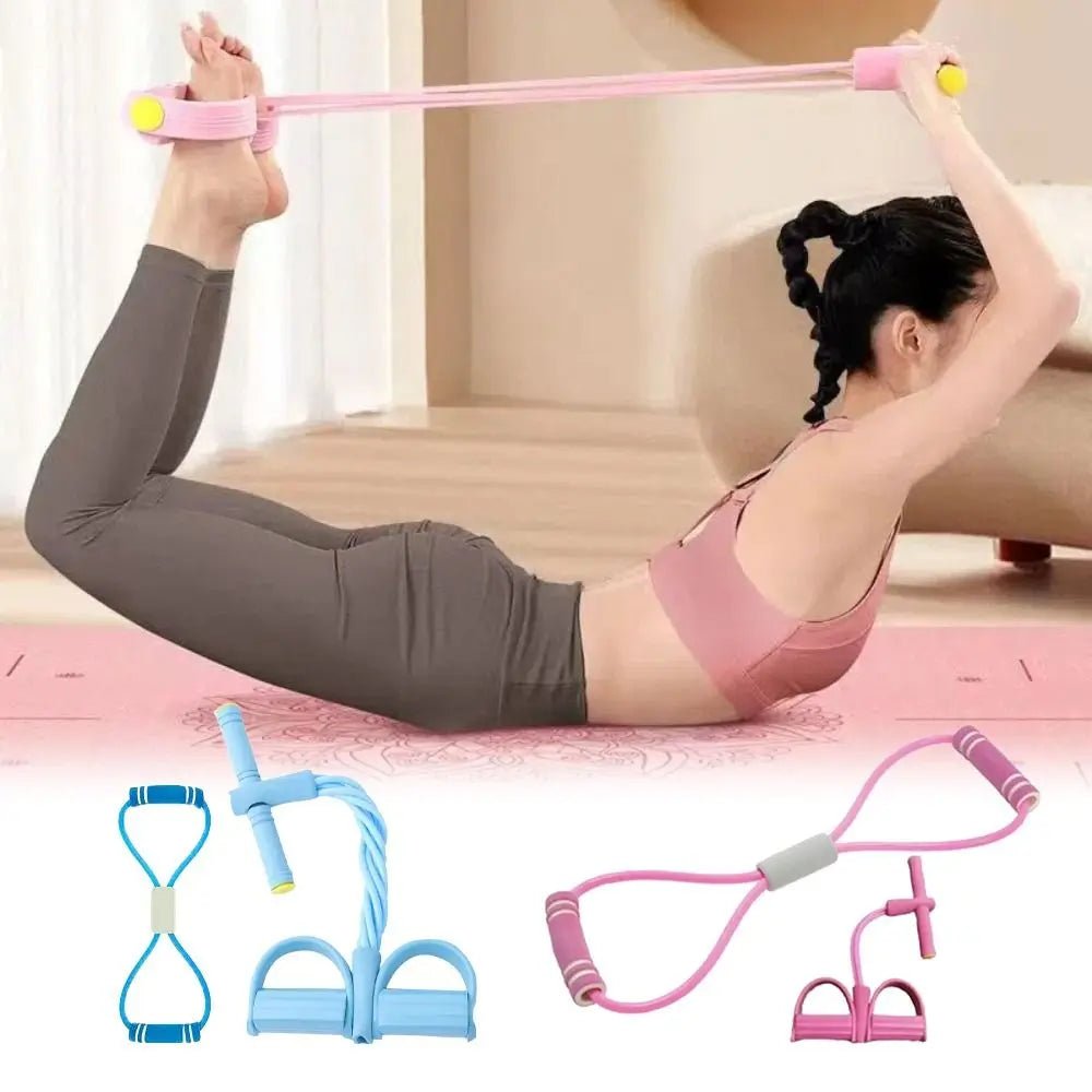 6-Tube Resistance Bands Set with Foam TPE Yoga Pedal Puller Sport At Home Shoulder Opening 8-Line Tension Rope Fitness Equipment
