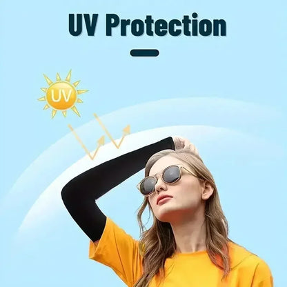 1 Pair Cooling Arm Covers for Men and Women Summer Sun Protection Sunshade Ice Silk Sleeves for Cycling Outdoor Sports Golf