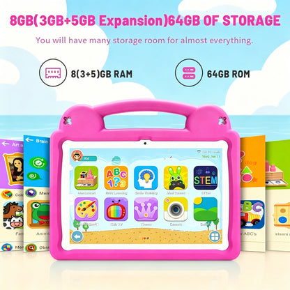 ANRY R16Pro Kids Tablet 10 Inch Android 15 Tablet 8GB(3+5GB) 64GB ROM Dual Camera Learning Education Tablet PC Gift for Children