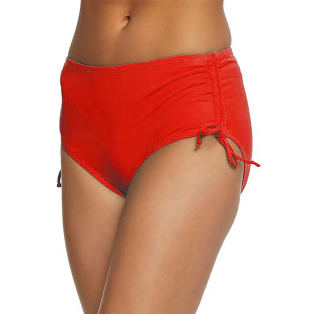 Women Swim Shorts V Cut Drawstring Bikini Swimsuit Bottom Adjustable Ruched Side Boyshorts Bathing Suit Board Shorts