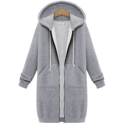 Solid Color Pocket Long Sweatshirt Coat