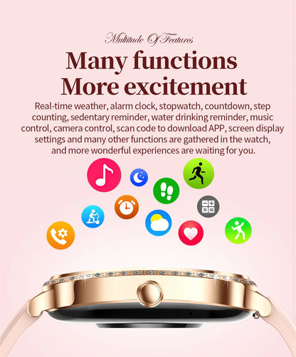 2026 Fashion Women Smart Watch Bluetooth Call Custom Watch Face Fitness Tracker IP68 Waterproof Smartwatch Woman for Android IOS