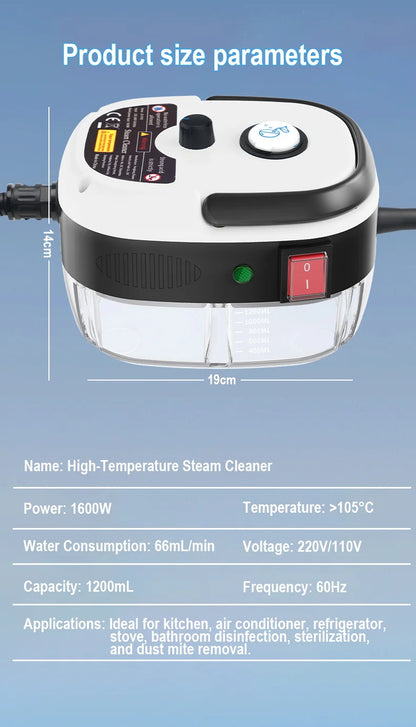 Portable Handheld High Pressure Steam Cleaner Household Multifunctional Steam Cleaning Machine Kitchen Hood Air Conditioner Car