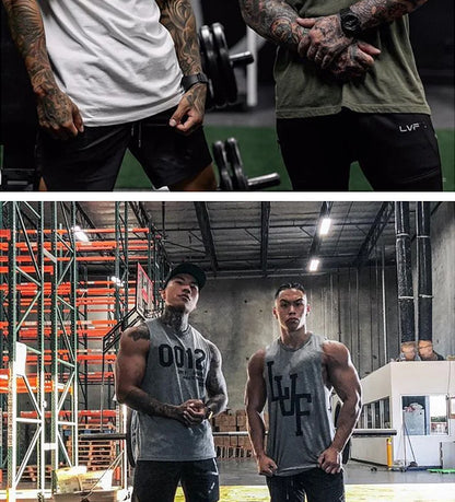 Men's Summer Fitness Tank Top Gym Workout Running Sleeveless Vest Bodybuilding Singlet Muscle Cotton Shirt Man Sports Casual Top