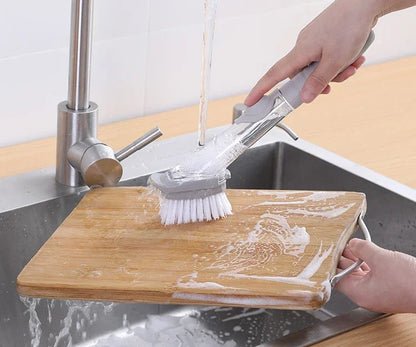 Kitchen Cleaning Brush 2 In 1 Long Handle Cleaing Brush with Removable Brush Sponge Dispenser Dishwashing Brush Kitchen Tools