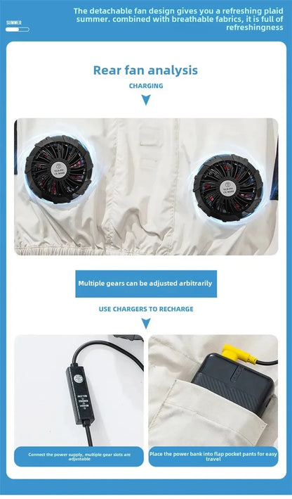 Smart Air Conditioned Jacket with Four Hole Fan Clothing Men's Outdoor Fishing Sun Protection Uniform Labor Protection Workwear
