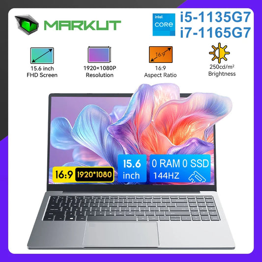 Markut 15.6 Inch Laptop Intel Core i5-1135G7 / i7-1165G7 Portable FHD Screen Notebook No RAM No SSD - German Keyboard