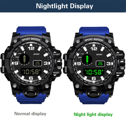 YIKAZE Sports Watch Men's LED Digital Watches Multifunction Military Clock Big Dial Waterproof Fitness Electronic Watch For Man
