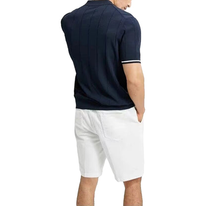 CH Men's Knitted Polo Shirt Half Zipper Lapel Short Sleeve Solid Color Casual Business Summer Breathable Top Tee