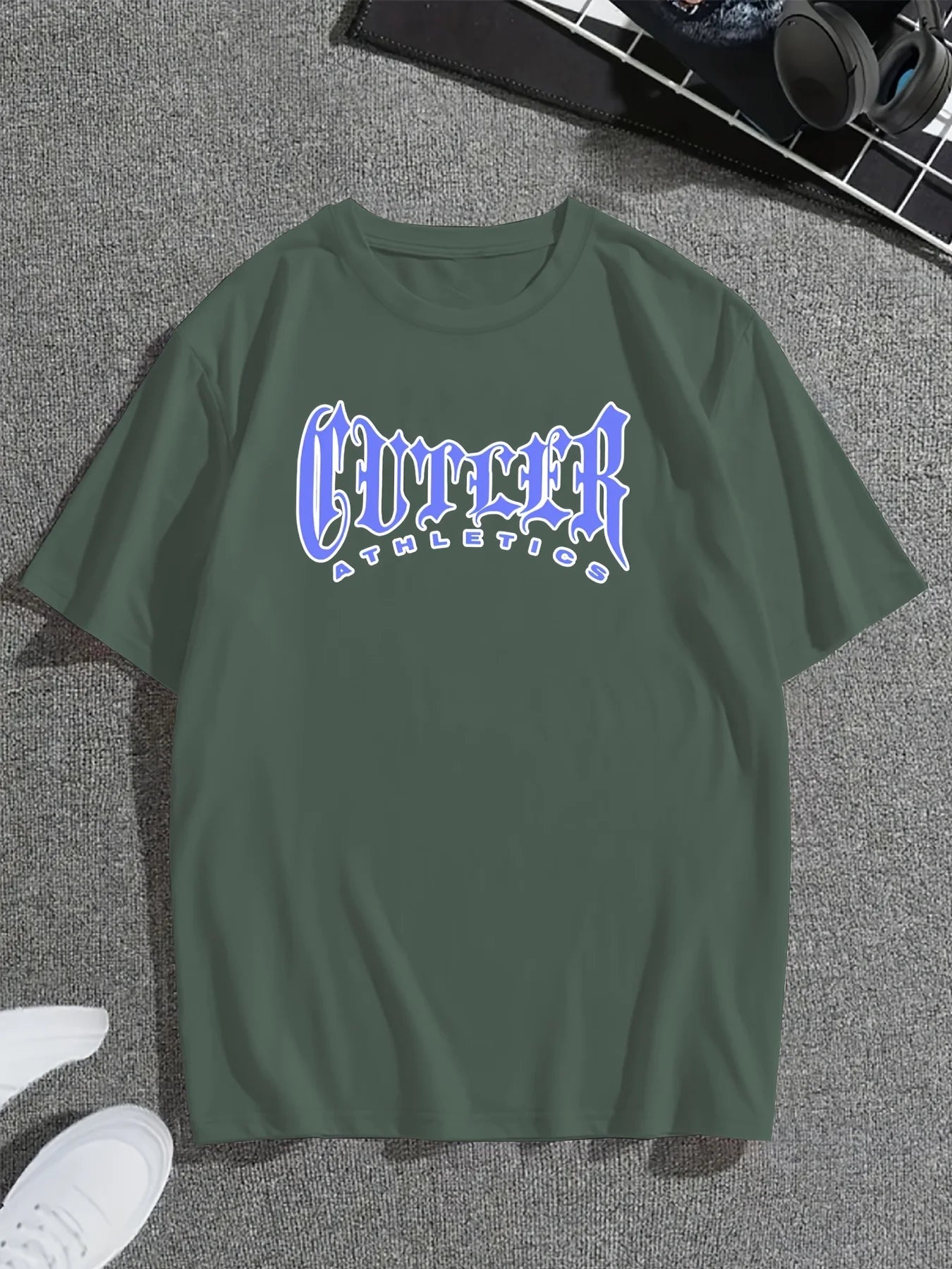 2024 New Men's T-shirt Checked Printed Oversized Loose Men's Top Holiday Casual Clothing Running Short-sleeved T-shirts