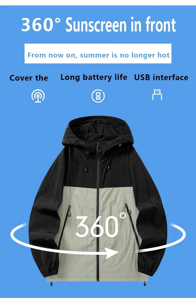 Men Women Smart Air Conditioning Cooling Jacket with Fans Intelligent Heat Dissipation UV Protection Outdoor Work Clothes Summer
