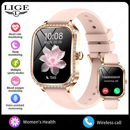 2026 Fashion Women Smart Watch Bluetooth Call Custom Watch Face Fitness Tracker IP68 Waterproof Smartwatch Woman for Android IOS