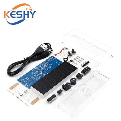 Electronic Clock DIY KIT LED Microcontroller Kit Digital Clock Time Light Control Temperature Thermometer Diy Electronic Kit