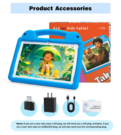 ANRY R16Pro Kids Tablet 10 Inch Android 15 Tablet 8GB(3+5GB) 64GB ROM Dual Camera Learning Education Tablet PC Gift for Children
