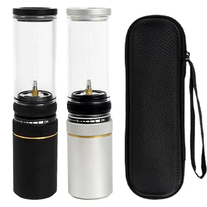 Outdoor Windproof Camping Gas Lamp Portable Camp Atmosphere Lamp Adjustable Candlelight Tent Glass Lantern Camping Supplies