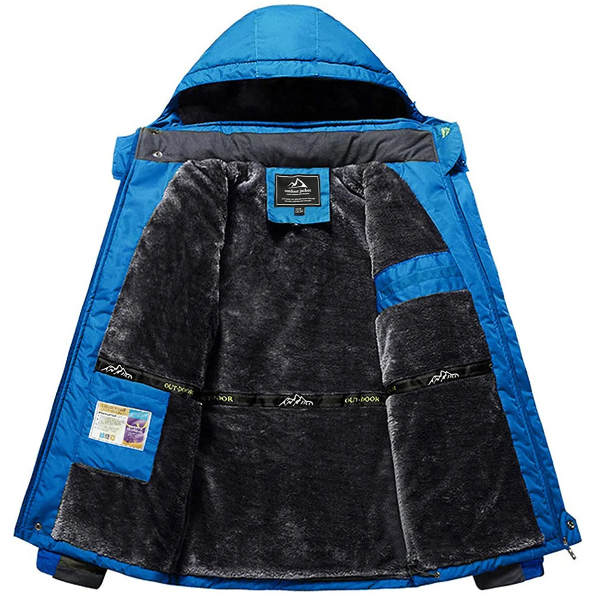 TACVASEN Men's Waterproof Ski Jacket Fleece Lining Warmth Parka Winter Snow Working Outdoors Hooded Coat Rain Shell Windbreaker