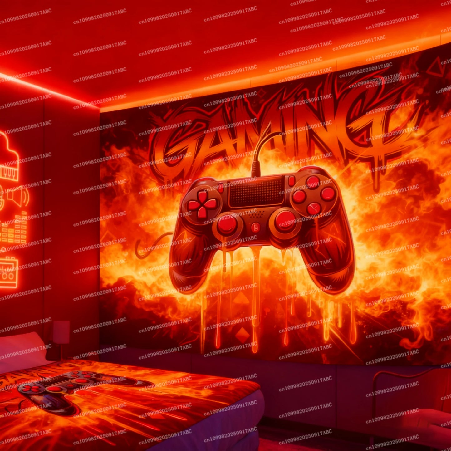 Game Tapestry Gaming Neon Tapestry Handle Dazzle Gaming Bedroom Gaming Room Decoration Game Live Background Wall Home Tapestry