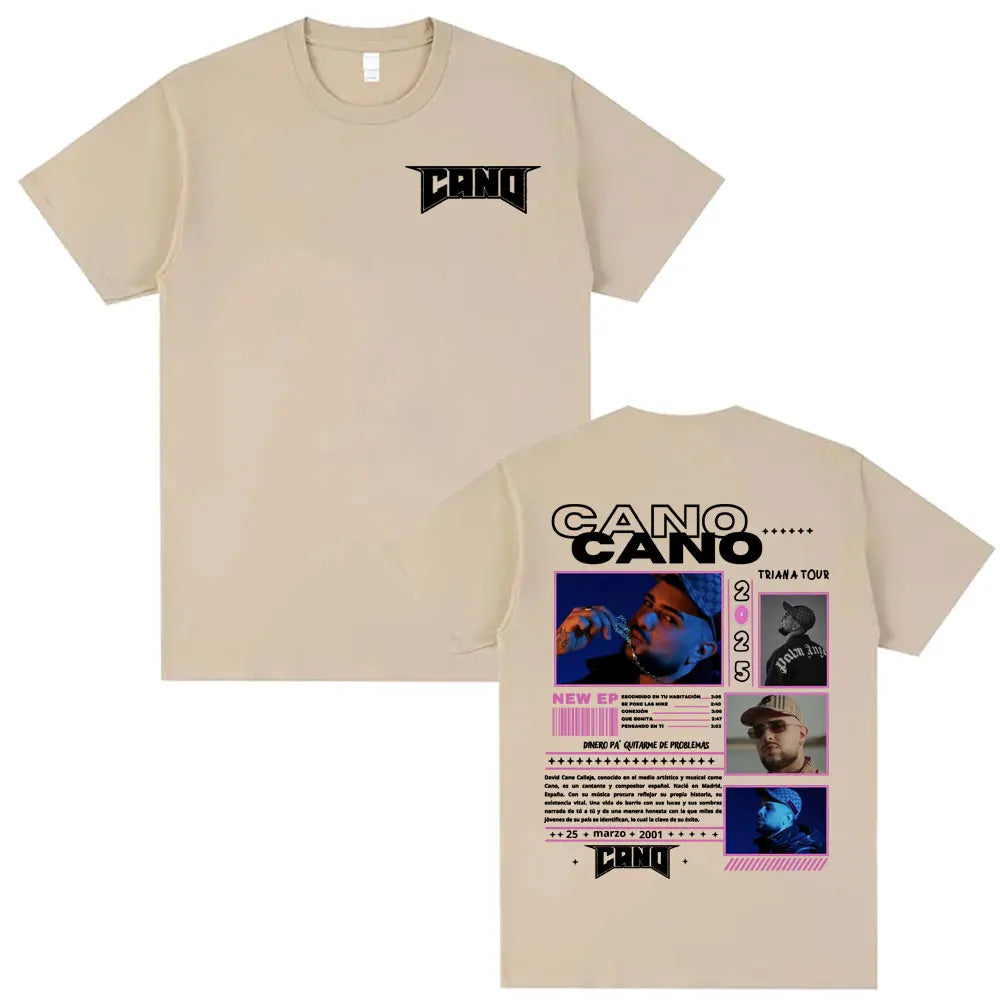 Rapper Cano Triana Tour Album 2025 Printed Tshirts for Men Women Harajuku Hip Hop Street T-shirt Casual Cotton Oversized T Shirt