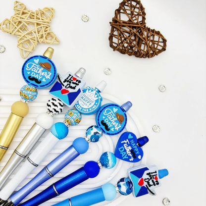 6PCS Love Dad Father's Day Theme DIY Beaded Ballpoint Pen And Silicone Bead Set，Office &School Supply，Father's Day Gift