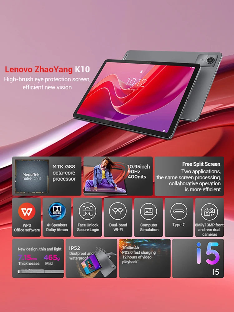Global Rom Lenovo Tab K10 M11 8GB 128GB MTK Helio G88 Android 13 Tablet 11'' 90Hz Display WIFI LTE  GPS PAD Battery 7040mAh