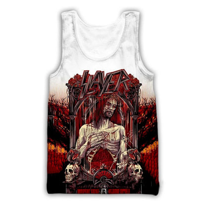 Slayer Rock Band 3D Print Tank Tops Men's Women Streetwear Hip Hop Oversized Fitness Gym Vest Sport Sleeveless Tops Men Clothing