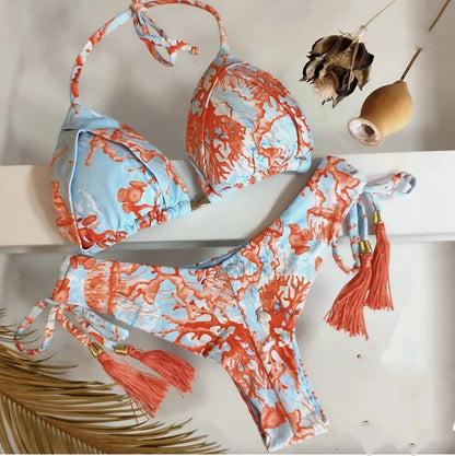 Women's Printed Bikini Beach Holiday Trio