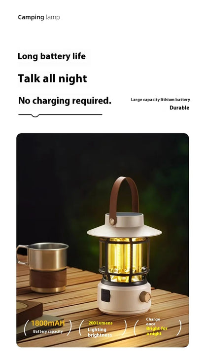 lohascamping LED Camping Lamp Retro Hanging Lamp Portable Stepless Dimming Camping Light Waterproof Rechargeable Outdoor Light
