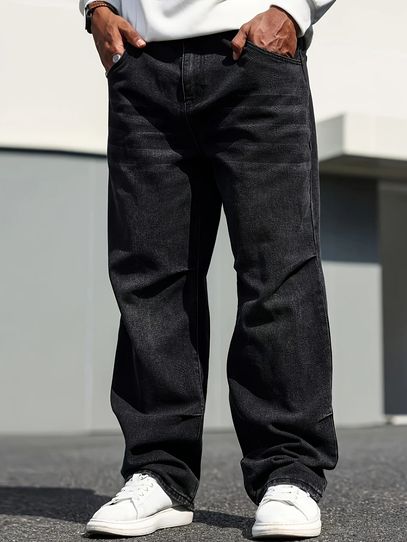 Classic Straight-Leg Dark Blue Jeans