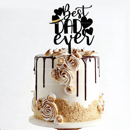 3pcs Acrylic Best Dad Ever Happy Father's Day Cake Toppers for Celebration Father's Day Dad's Birthday Party DIY Cake Decoration