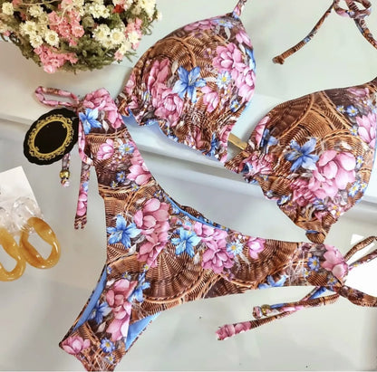 Women's Printed Bikini Beach Holiday Trio