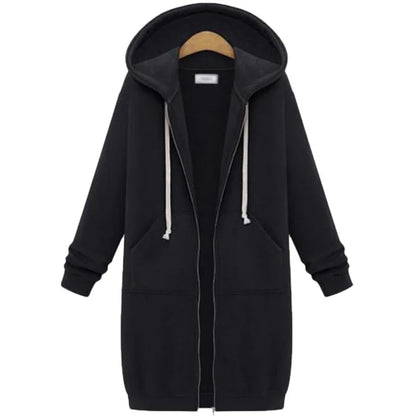 Solid Color Pocket Long Sweatshirt Coat